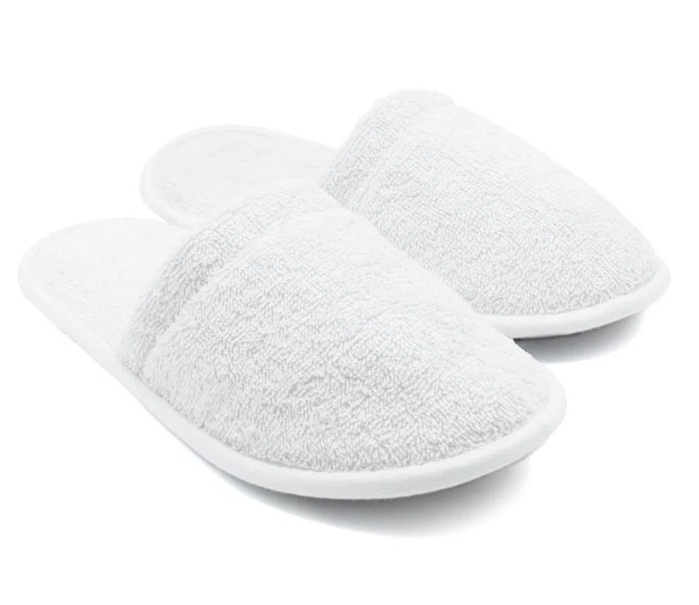 Arus Zapatillas Baño – 2 Par de Mules Unisex en Rizo de Algodón 100% – Antideslizantes, Ligeras, Transpirables – Talla 38/42 o 43/46 – para Spa, Hotel, Ducha, Piscina, Viaje