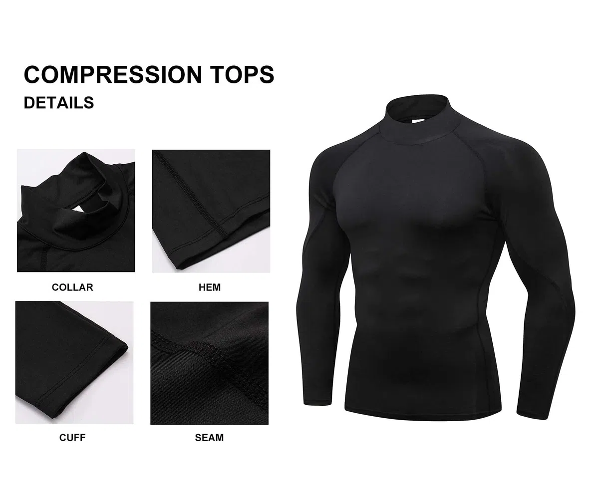 Camisas de compresión para hombre, manga larga, secado rápido, para entrenamiento, correr, deportes, capa base de compresión para hombre