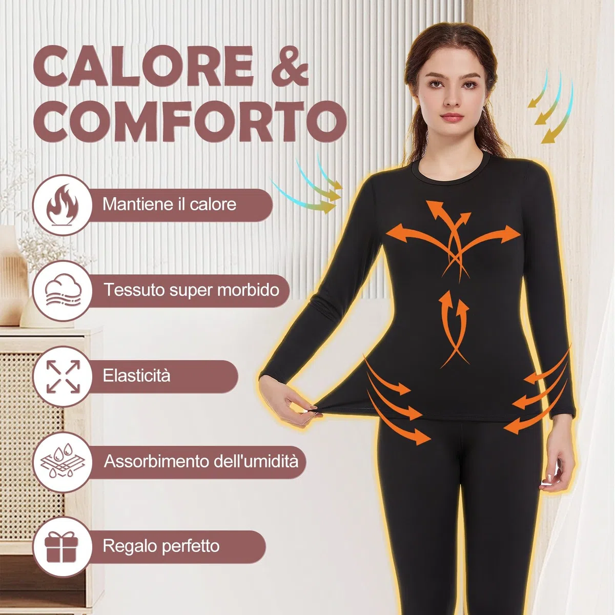 TBoonor Ropa Interior térmica para Mujer, Ropa Interior cálida y Funcional, Juego de Ropa Interior de esquí para Mujer con Forro Polar Interior, ultrasuave, para Invierno, Ropa Interior térmica Larga