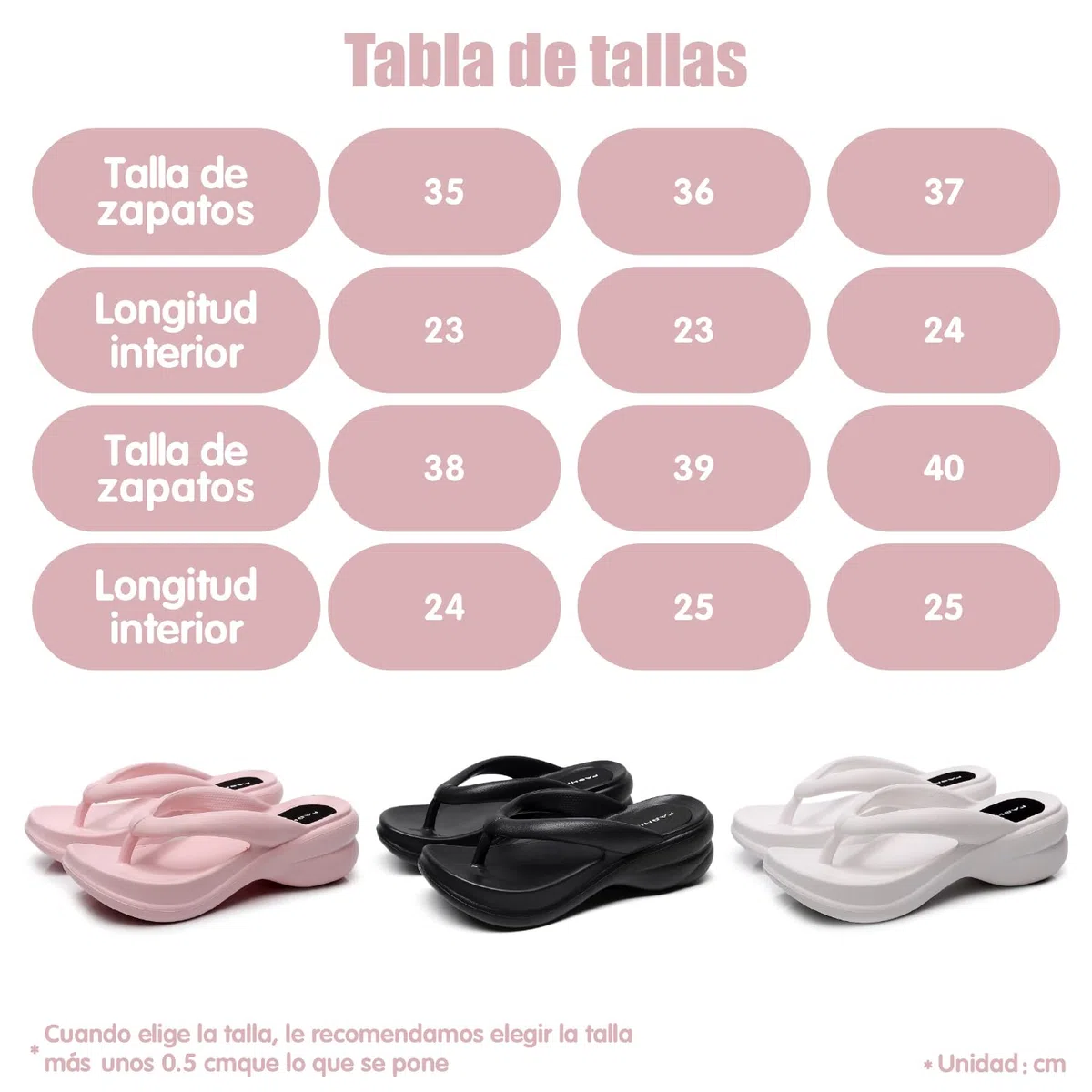 New front Chanclas de Fondo Grueso para Damas Nuevas de Verano Tacón de Cuña Arrastra Usar Sandalias de Playa con Punta de Clip Caseras Cómodas