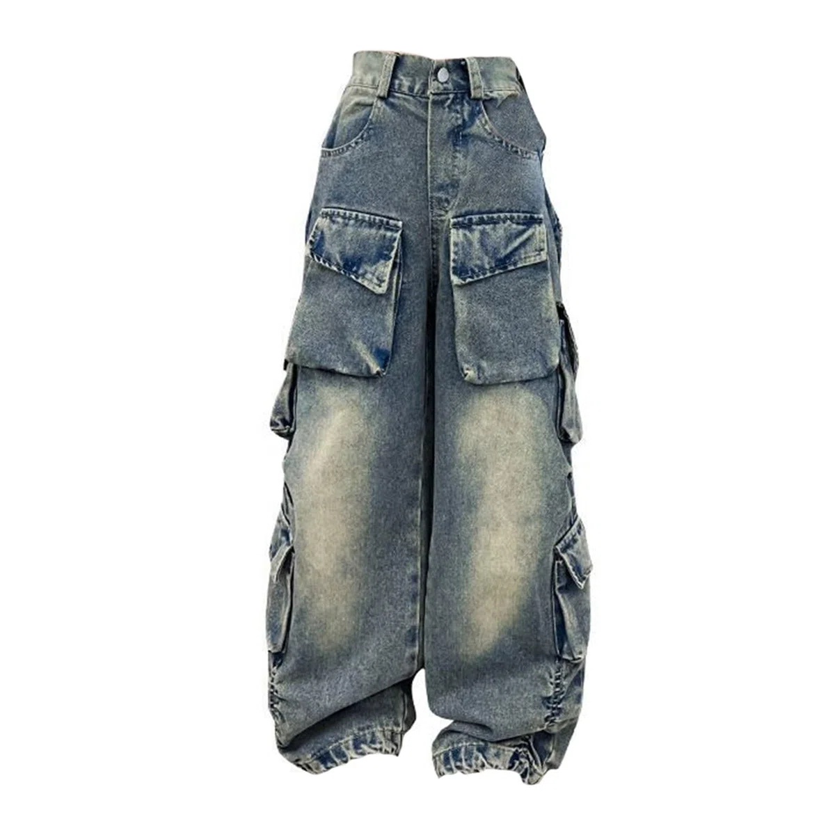 Pantalones vaqueros para niñas rotos y descoloridos, holgados, de pierna ancha, pantalones de mezclilla casuales, talla 5 – 16