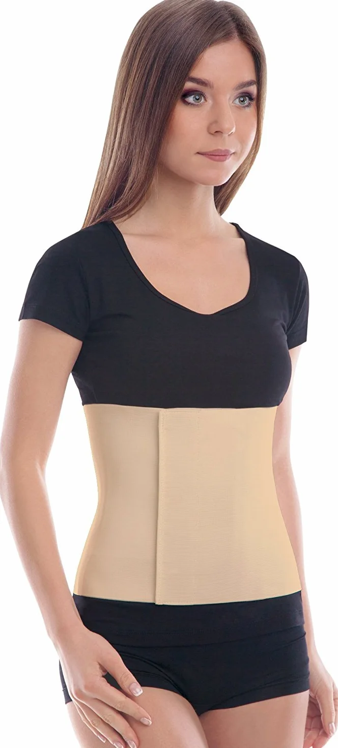 TOROS-GROUP Cinturón elástico postoperatorio abdominal 24cm / Faja postparto y postoperatorio/Apoyo de los músculos abdominales y lumbosacro/Unisex/MEDIUM Beige