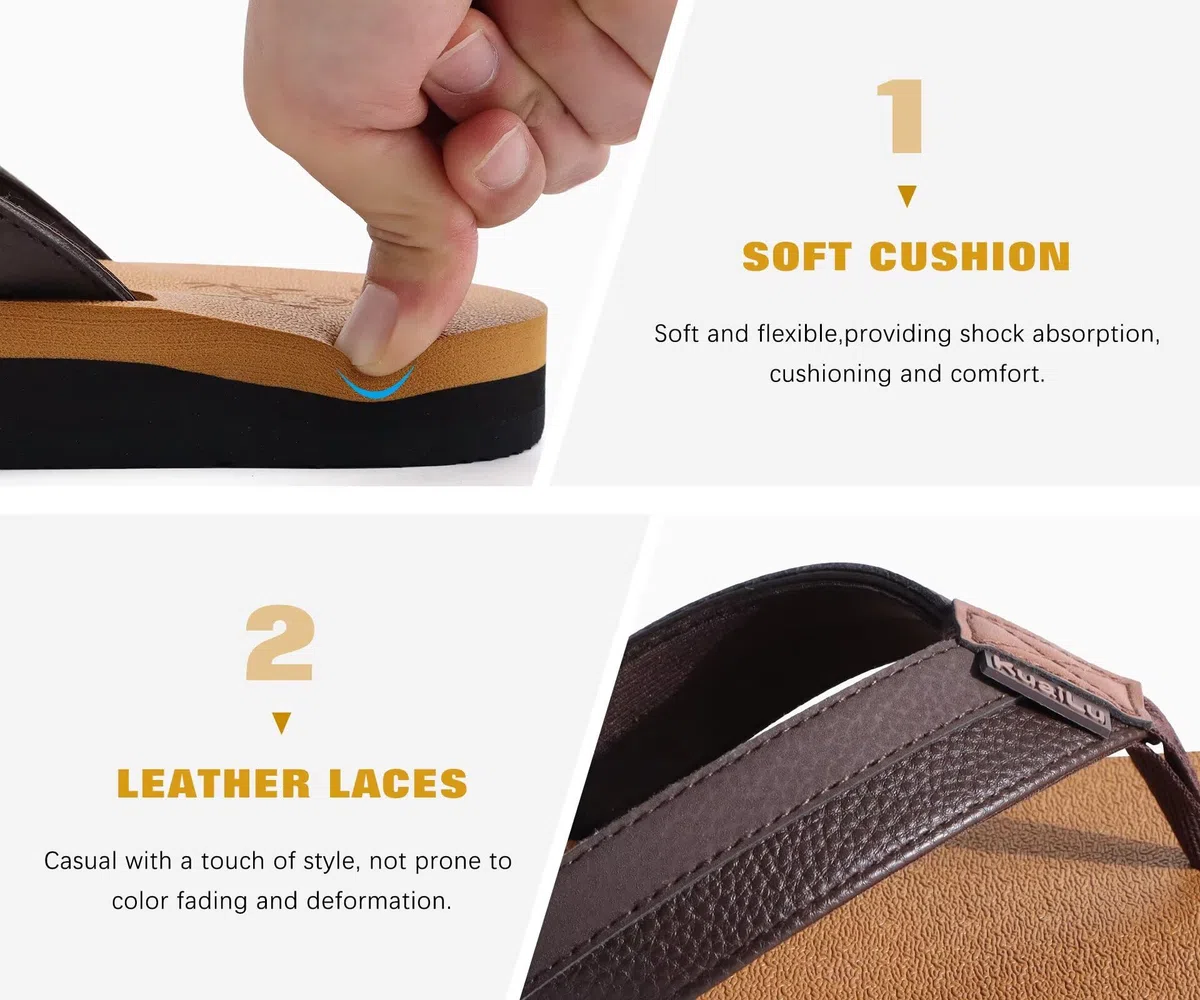 KuaiLu Chanclas Hombre Verano Playa Piscina Comodas Cuero Flip Flops Planas Caminar Antideslizante Yoga-Espuma Sandalias De Dedo