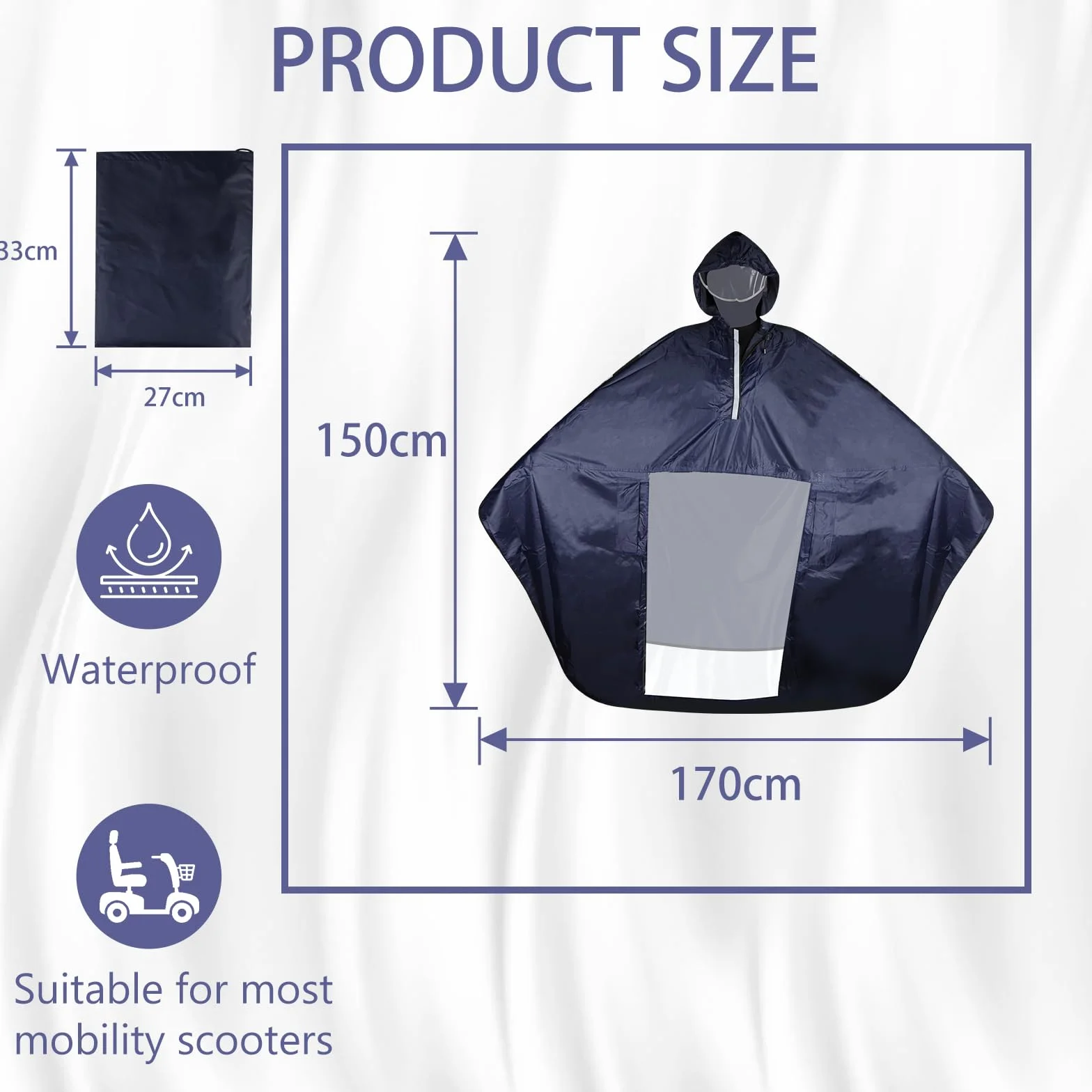 lalago Capa Lluvia, Poncho Impermeable, Capas de Ciclismo, Poncho de Lluvia Bicicleta, Poncho para Silla de Ruedas, Bicicletas de Montaña, Bicicletas Eléctricas