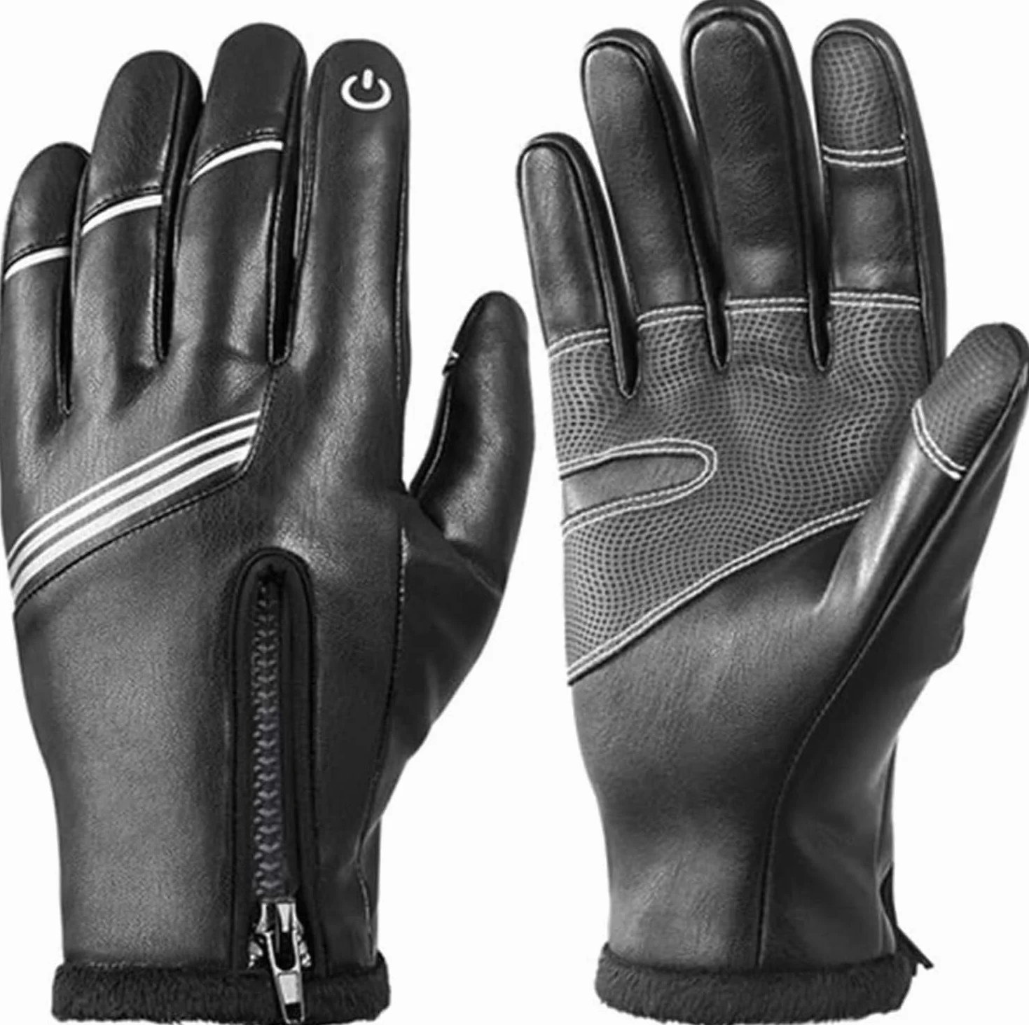 Guantes de motocicleta, guantes de motocicleta, guantes de ciclismo de invierno, piel sintética, forro polar térmico, pantalla táctil, guantes de motocicleta, guantes de ciclismo, guantes de