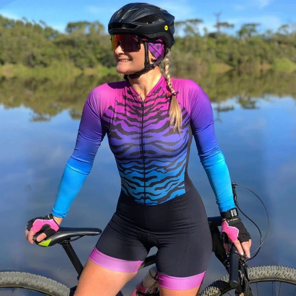 Conjuntos de jersey de ciclismo para mujer, traje de mono, equipo de triatlón, ropa de ciclismo, conjunto de ciclismo de carretera con bolsillos, almohadilla de GEL CYTSH (Color : H, Size : Small)
