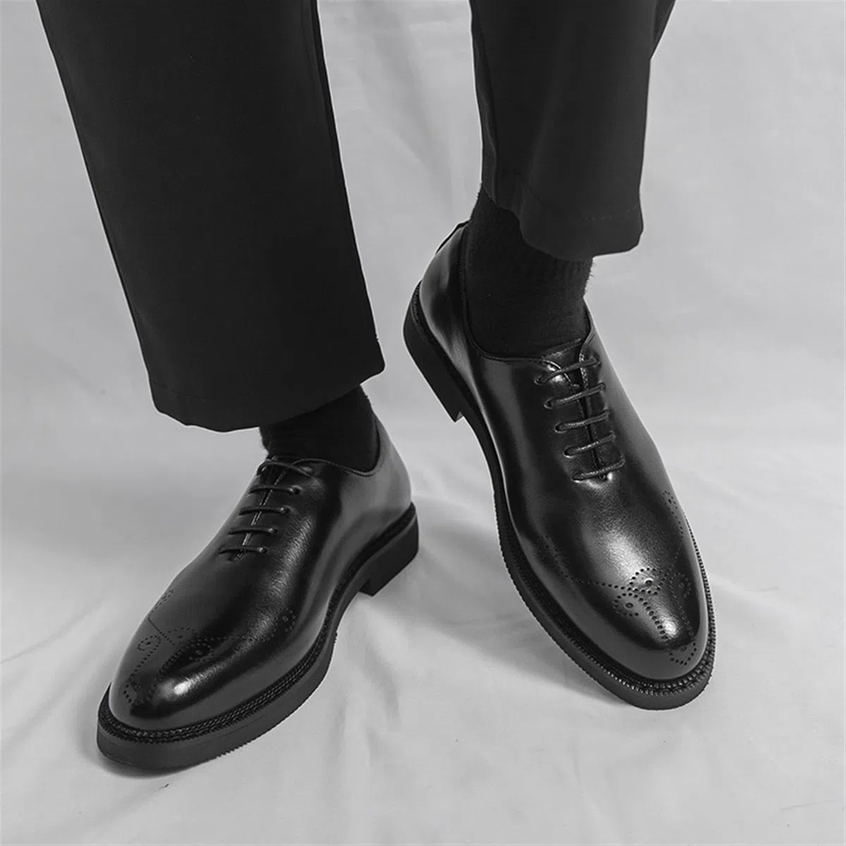 Zapatos Oxford Hombre Piel Vestir Clásicos Brogue Cordones Zapatos de Negocios Boda Fiesta Elegante Derby