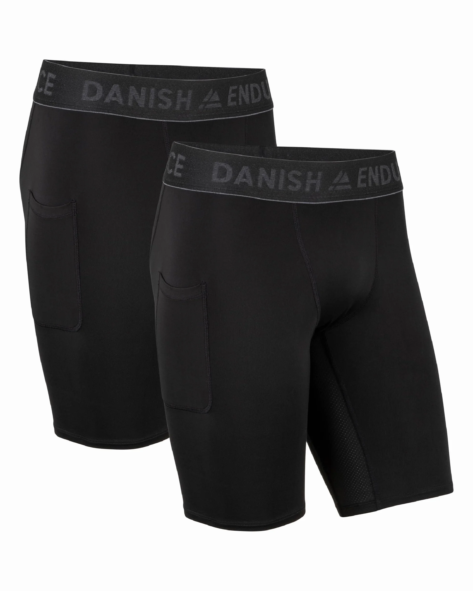 DANISH ENDURANCE Mallas Cortas Hombre, Pantalones Cortos de Compresión Running, con Bolsillo, 2 Pack