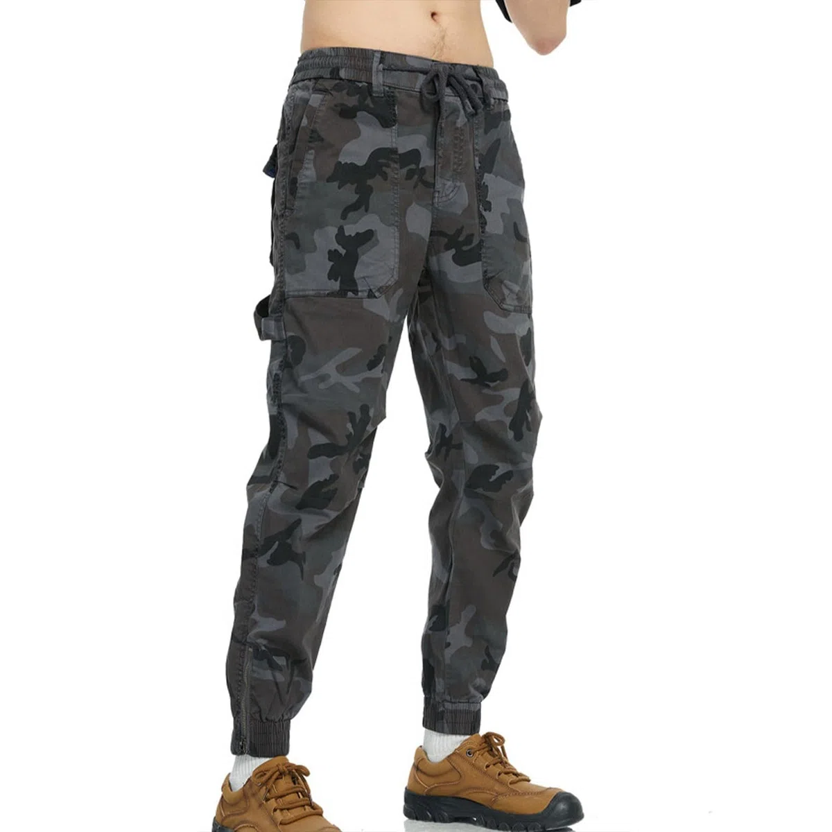 Generisch Pantalones cargo para hombre, con cordón de trabajo, cintura combate, camuflaje militar, pantalones chinos con bolsillos, pantalones cargo elásticos, pantalones de chándal para hombres con