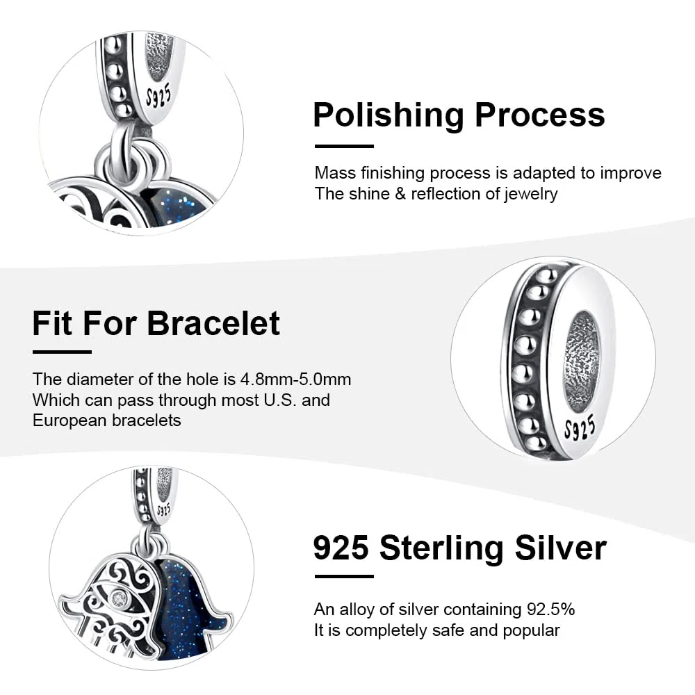 LNQOBU Charms Abalorios para Pulseras 925 Plata Esterlina Ojo del Diablo Pulseras plata Mujer