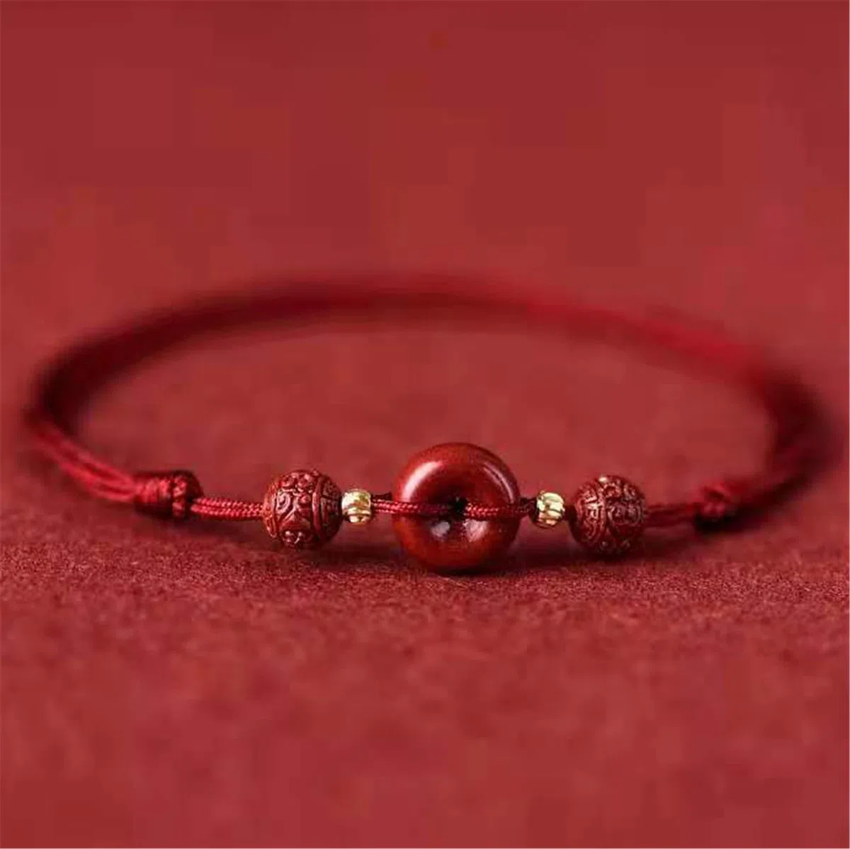 Pulsera de Cristal, Tobillera con Dije de Hierba Cuatro Hojas Hebilla armonía cinabrio Natural Cuerda Hilo Rojo Trenzado