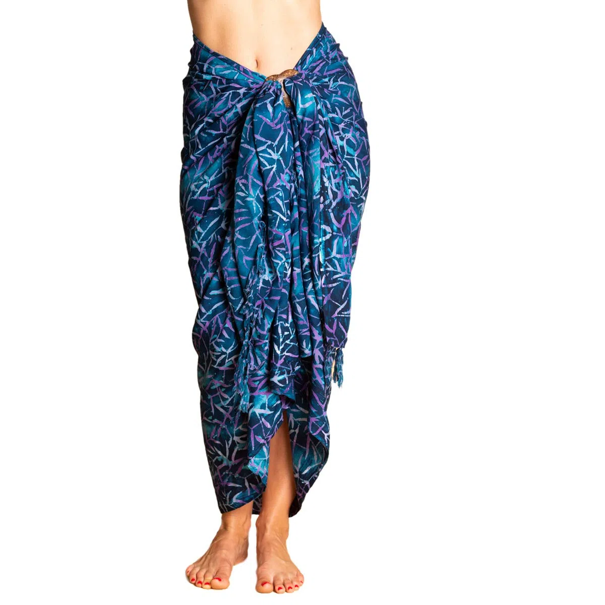 PANASIAM Pareo Tonos Azules - Pareo de Viscosa Opaca - Falda Cruzada | Para mujer & hombre, pareo de playa, vestido de playa ligero, cubre bikini ligero o toalla de playa, pieza única artesanal