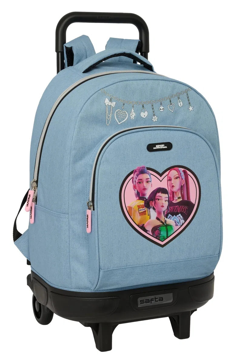 K-POP Demon Hunters - HUNTR/X - Mochila Grande con Ruedas, Compacta, Extraíble, Ideal para Niños de Diferentes Edades, Cómoda y Versátil, Resistencia, 33x22x45 cm