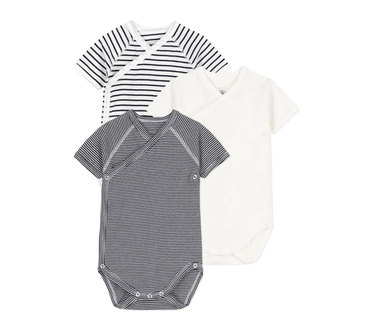 Petit Bateau A097h Body de Manga Corta para Recién Nacido Unisex bebé (Pack de 3)