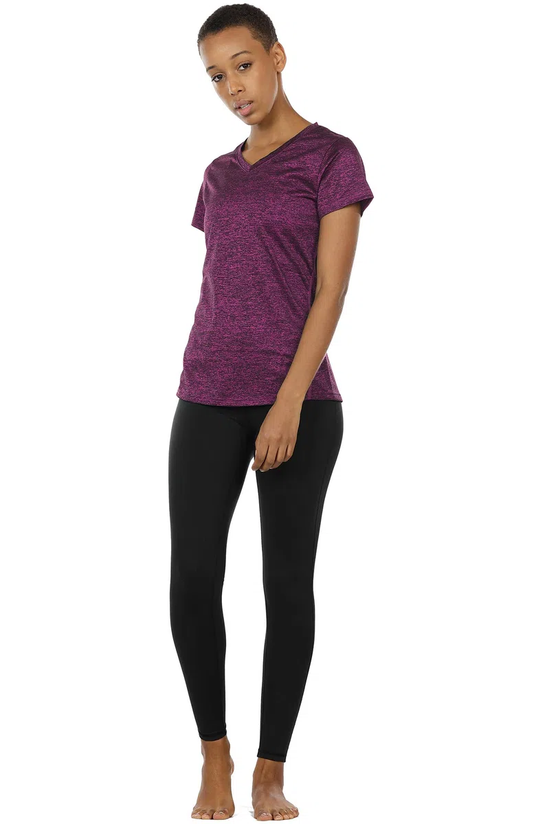 icyzone Camiseta de Deportiva de Manga Corta para Mujer, Pack de 3
