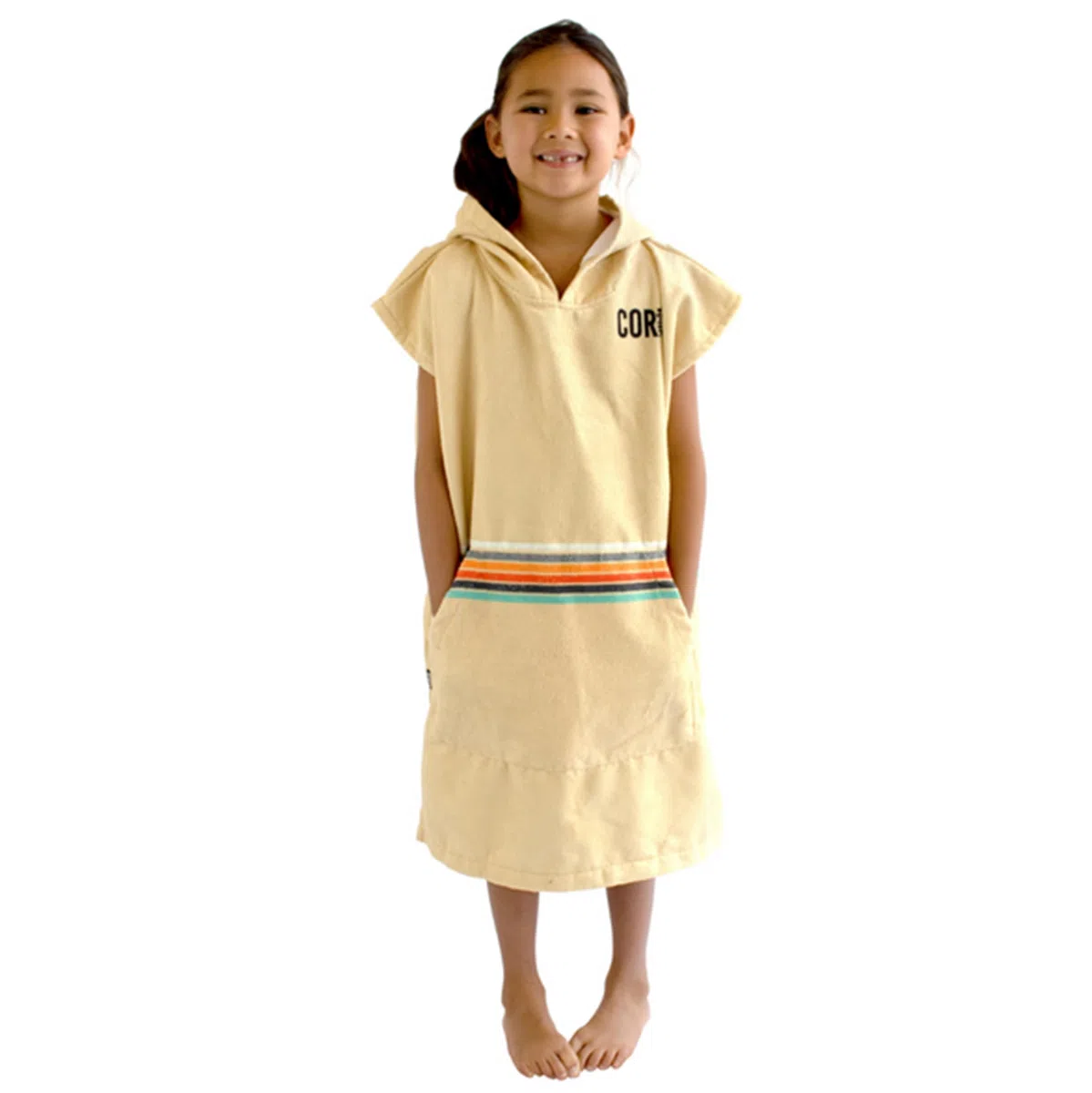 COR Surf Poncho Toalla para Niño y Niña | Albornoz Piscina, Playa Microfibra | Edades 3-10 (Sande)