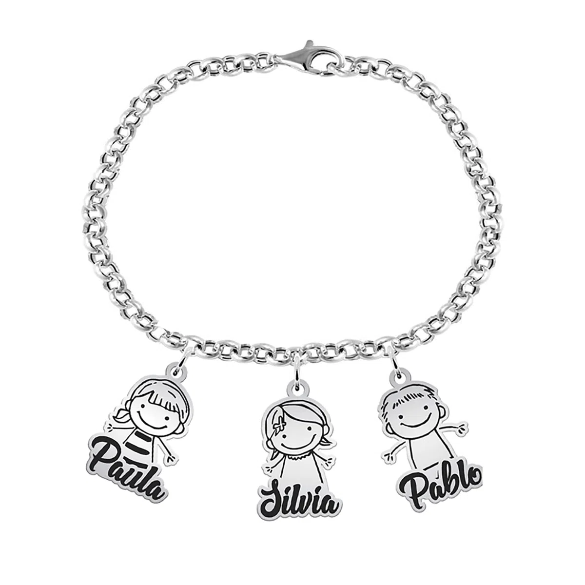 Pulsera con Niños Personalizada en Plata de Ley - Regalo Emotivo para Mamá, Abuela o Tía - Incluye Nombres Grabados de Hijos o Nietos - Mi Joya Personalizada