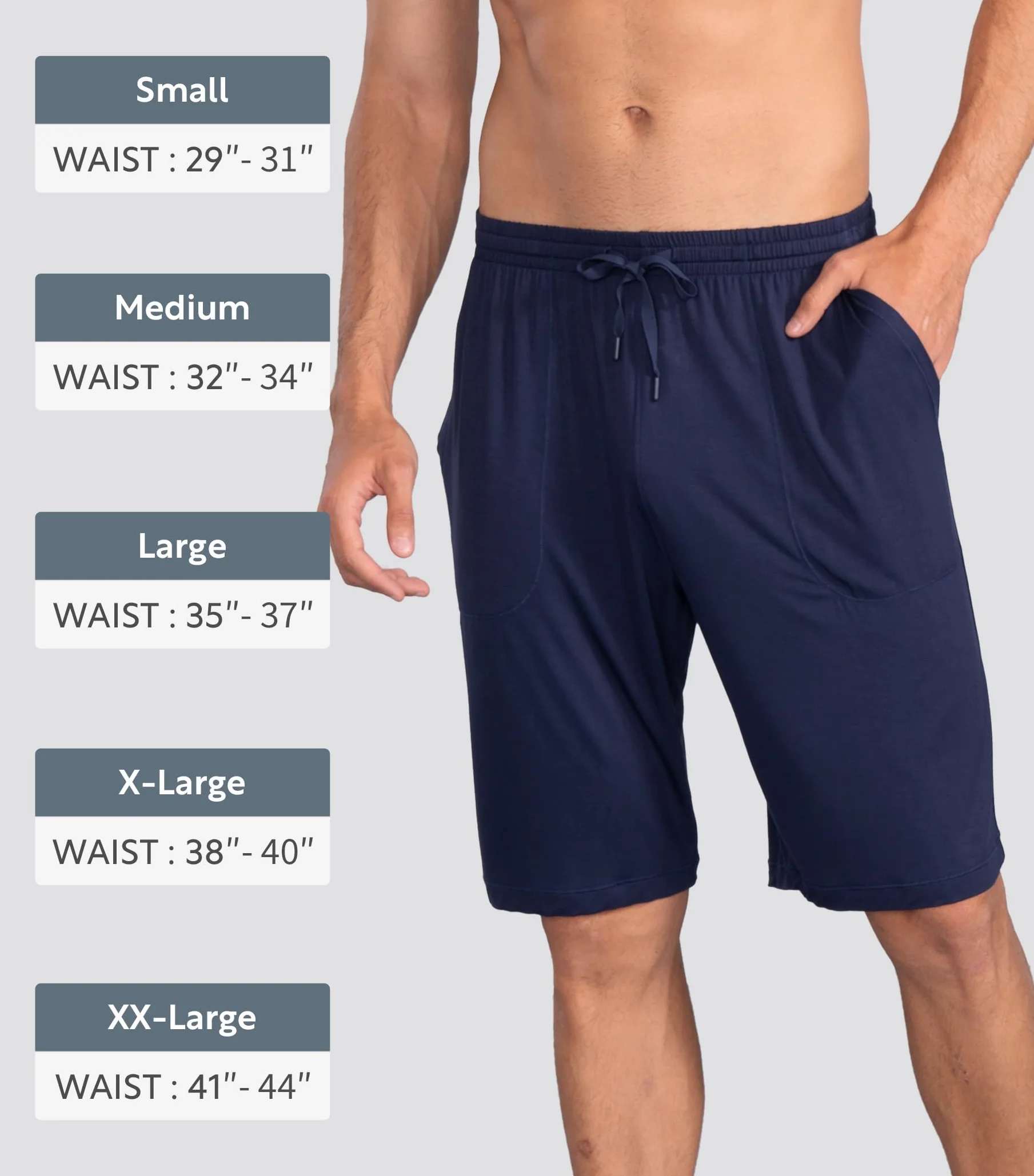 DAVID ARCHY Pantalones de Dormir para Hombre Pantalones Cortos de bambú Pantalones Cortos de Dormir de bambú Suaves, cómodos y Transpirables Pantalones de Dormir con Bolsillos 2 Piezas