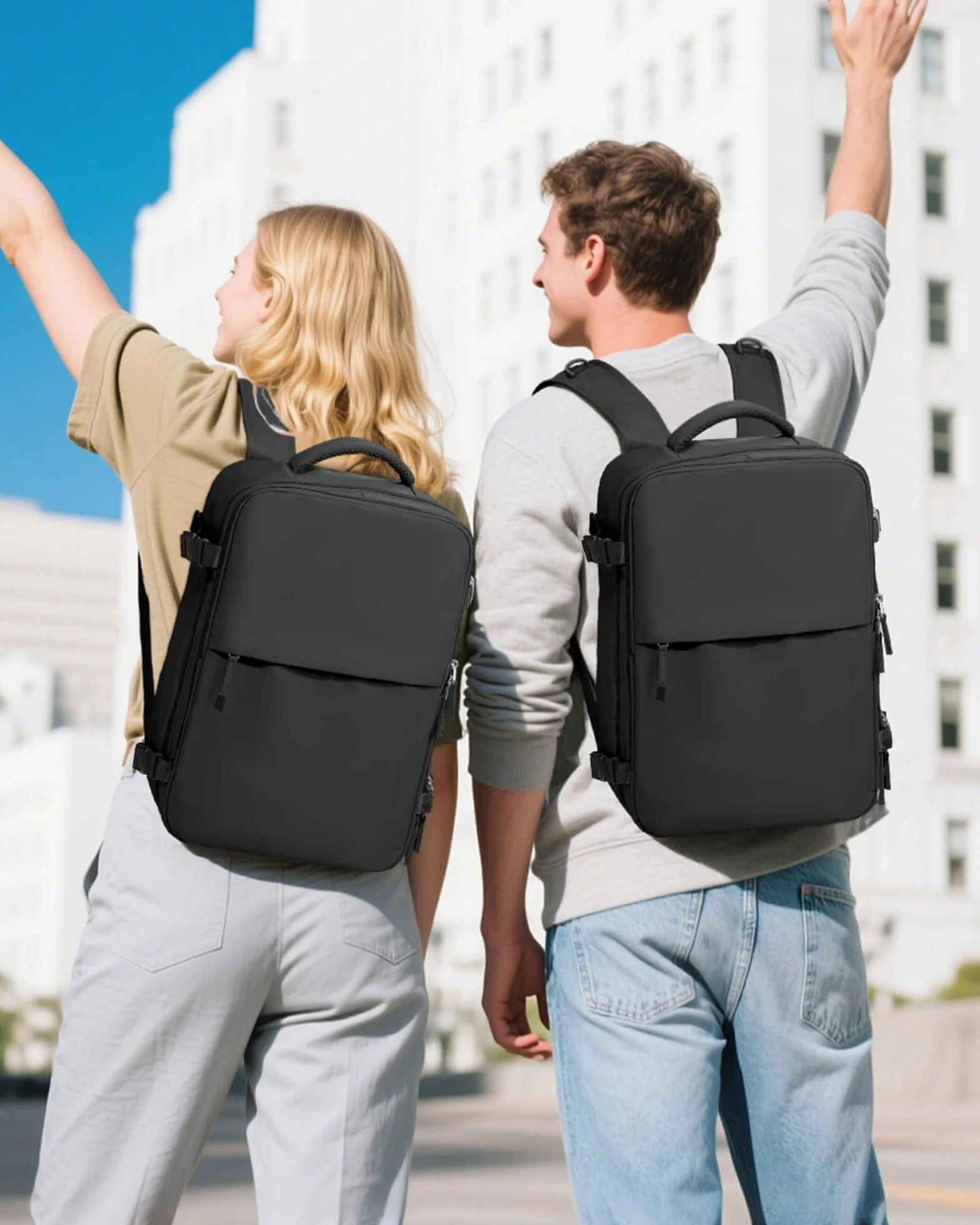 SZLX Mochila al Vacio con Bomba Mochilas Viaje Cabina Avion 40x30x20 Ryanair Vueling Wizzair Equipaje de Mano Bolsas de Viaje Mujer Maletas Easyjet Mochila Portátil Hombre,40x30x20cm,Negro