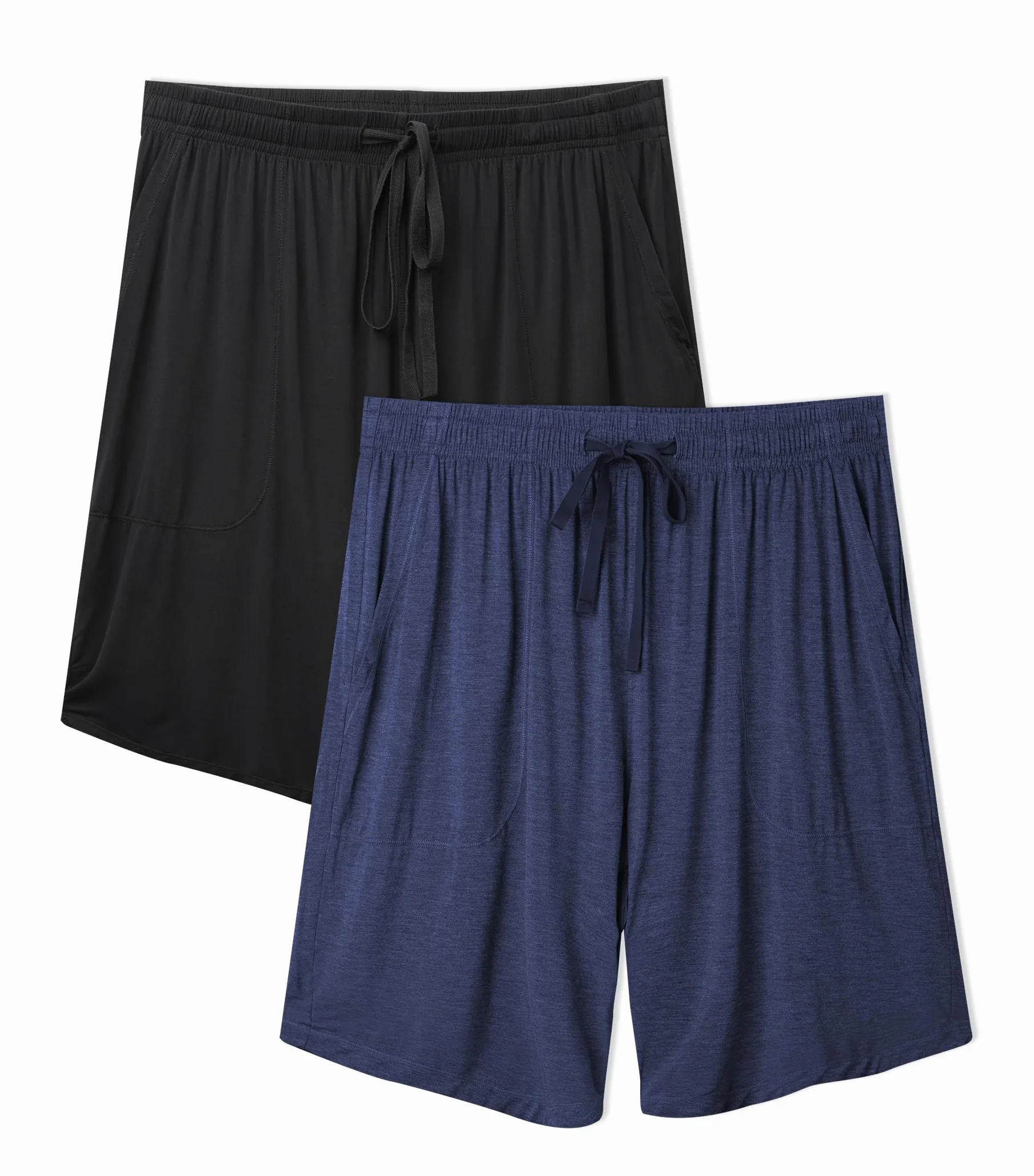 DAVID ARCHY Pantalones de Dormir para Hombre Pantalones Cortos de bambú Pantalones Cortos de Dormir de bambú Suaves, cómodos y Transpirables Pantalones de Dormir con Bolsillos 2 Piezas