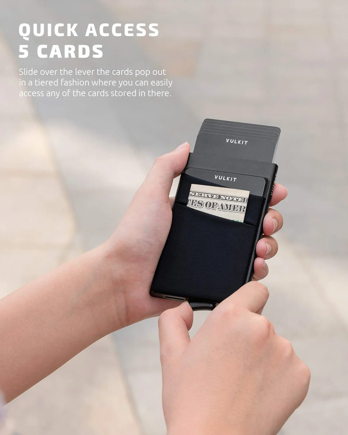VULKIT Tarjetero Hombre o Mujer con Bolsillo Billetes Porta Tarjetas Pop Up Tarjeteros RFID Bloqueo Pequeño Funda Tarjeta Credito Metalico