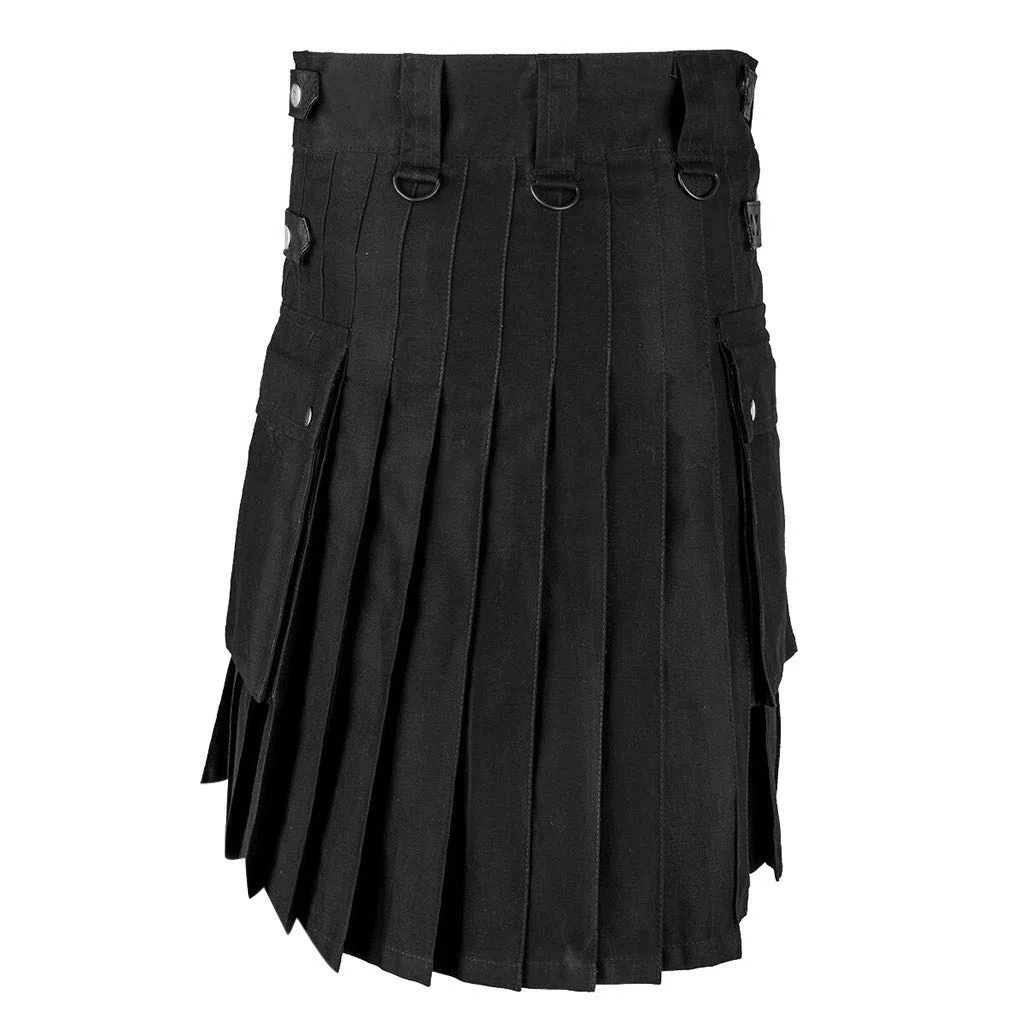 Falda Plisada Estilo Kendo para Hombre Diseño Punk Gótico Retro con Bolsillos Falda Escocesa de Moda Urbana Kilt de Algodón Ropa Alternativa Dark Academia n39