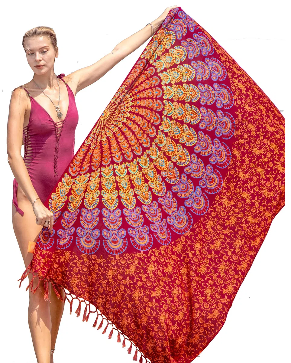 Mandala Life ART Pareo de Playa Para Mujer Boho Bikini Cover Up Cubierta Envolvente Falda Sarong Chal Vestido Piscina Vacaciones De BañadorTraje De Baño Tapiz Bohemio Colgar en la Pared 180x115cm