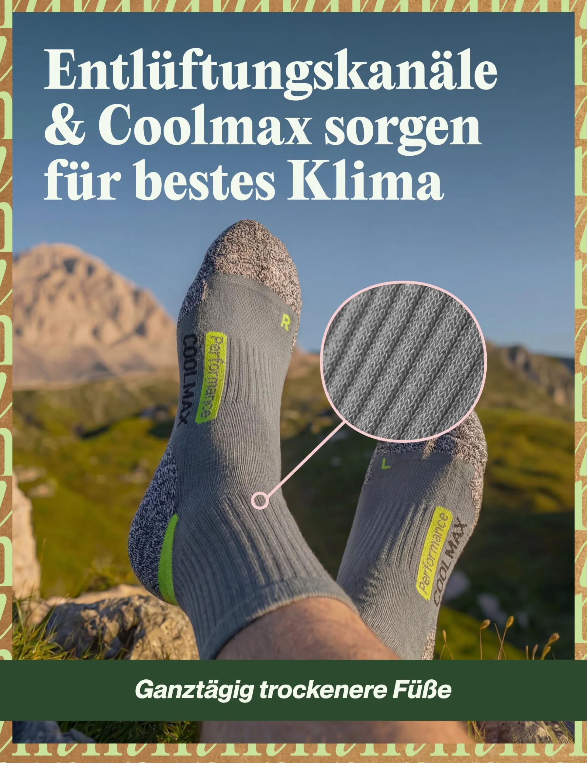 Piarini - 2 pares de calcetines de última tecnología - Para actividades al aire libre - Coolmax - Varios colores
