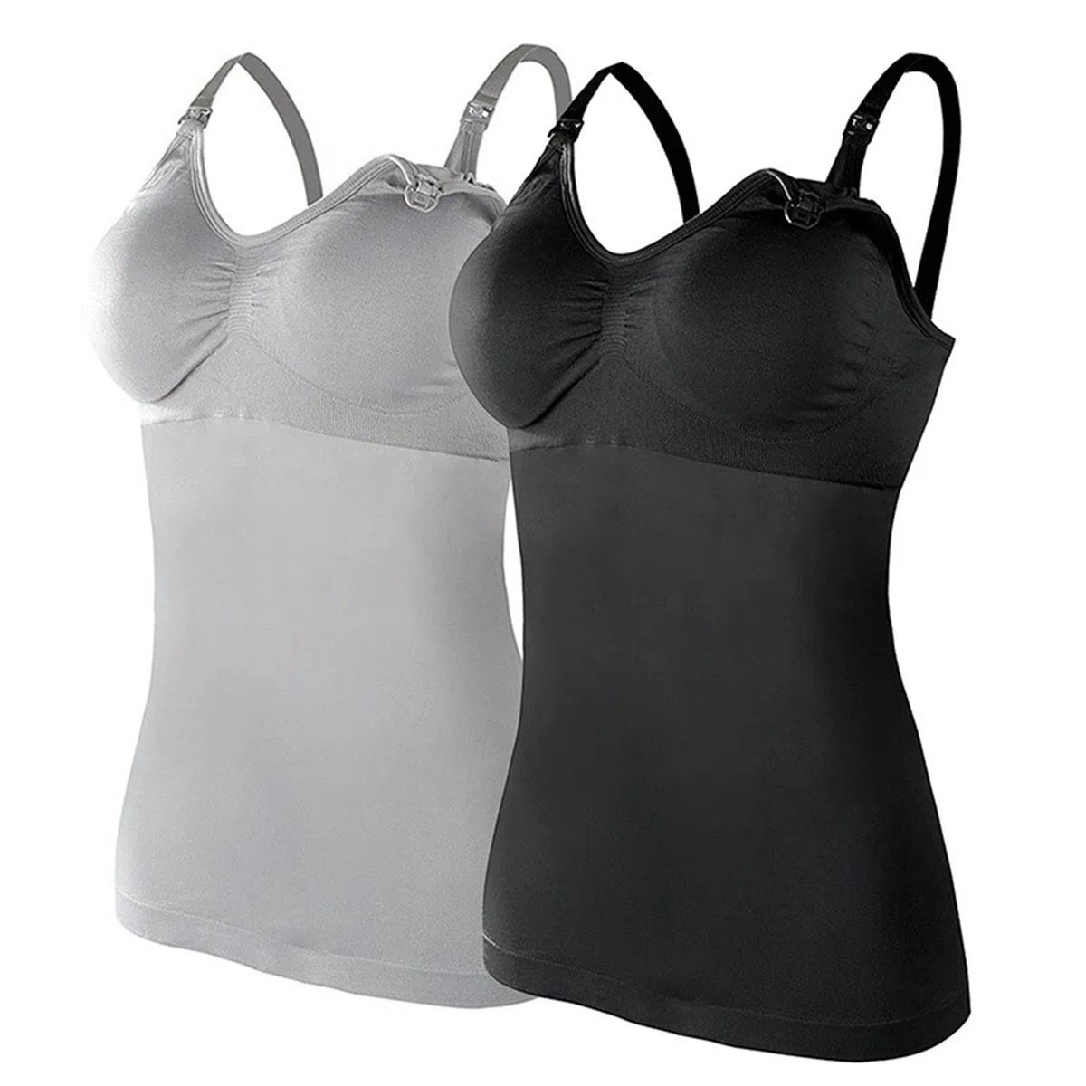 Ropa interior para mujer, conjunto de camisetas de lactancia para mujer, top de sujetador integrado para lactancia, maternidad, camisola Brasieres 2 unidades, con 4 almohadillas para el parto
