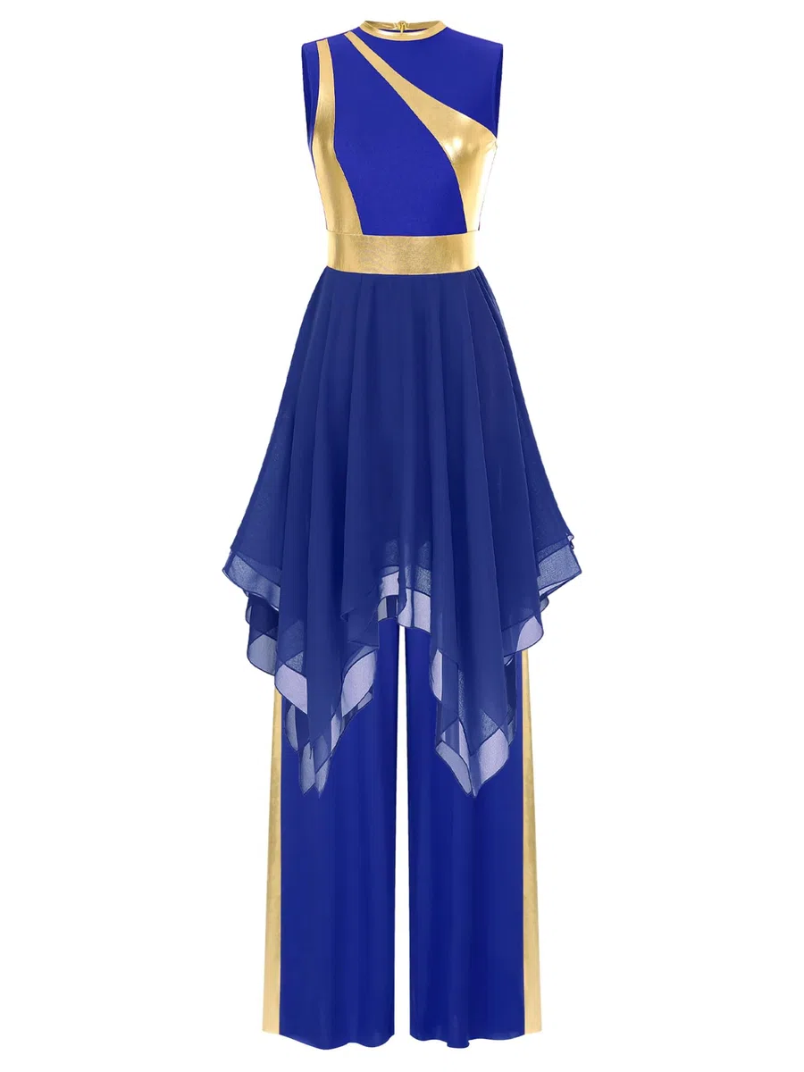 Aislor Vestido De Danza Cristiana para Mujer Vestido De Baile Irregular + Pantalones De Danza Cintura Elástica Ropa De Baile Litúrgica