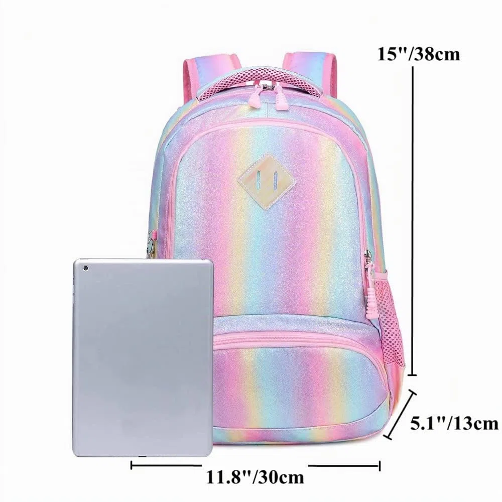 Mochila Escolar Niñas Mochila Arcoiris Chica Mochila Niño Mochilas Infantiles Rainbow Backpack Mujeres Sets de Bolsa 2 en 1 con Estuche - Teenage Girls Daypack para Viajes