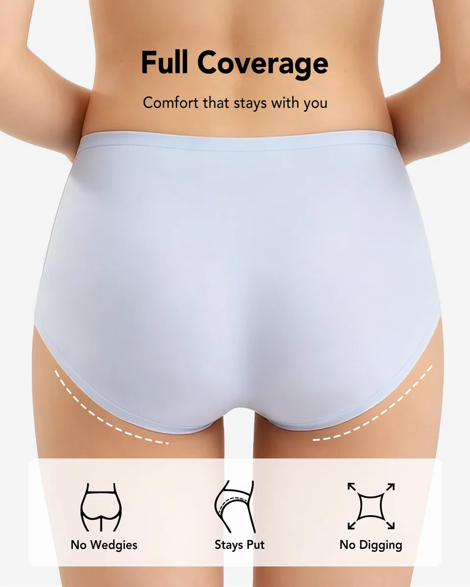 SALIA GIRL Ropa interior sin costuras para niñas adolescentes de 10 a 14, calzoncillos suaves y elásticos de tiro medio, cobertura completa, paquete de 6
