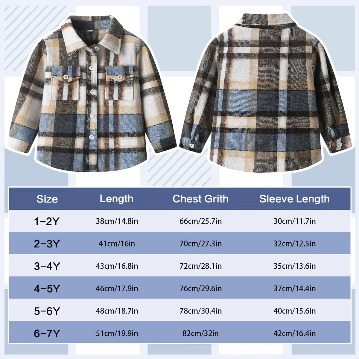 Niño Camisa De Franela A Cuadros Niños Manga Larga Botón Abajo Chaqueta Bolsillo Solapa Regular Fit Casual Otoño Ropa