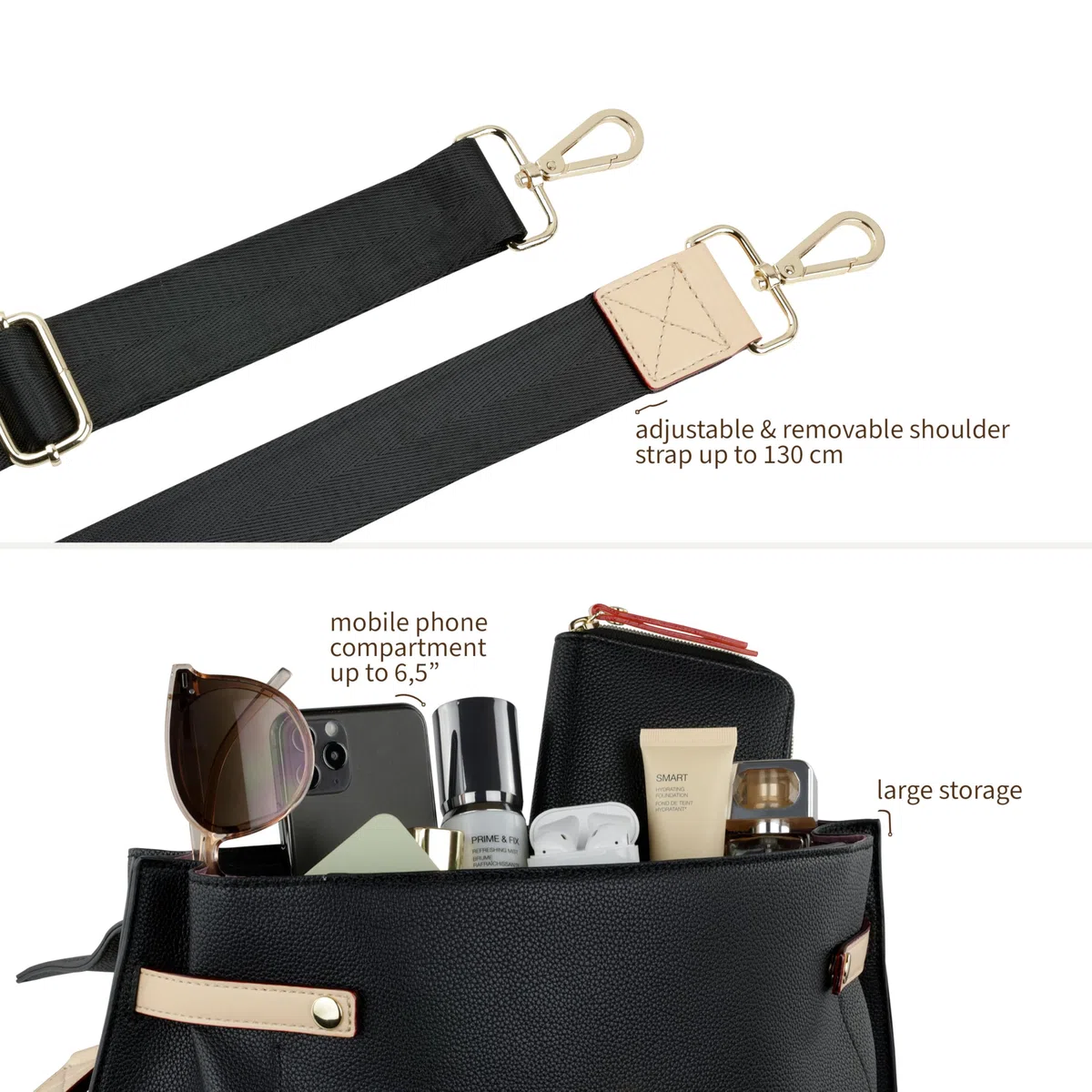 bugatti Ella – Bolso urbano de piel sintética para mujer, bolso de mano y bandolera
