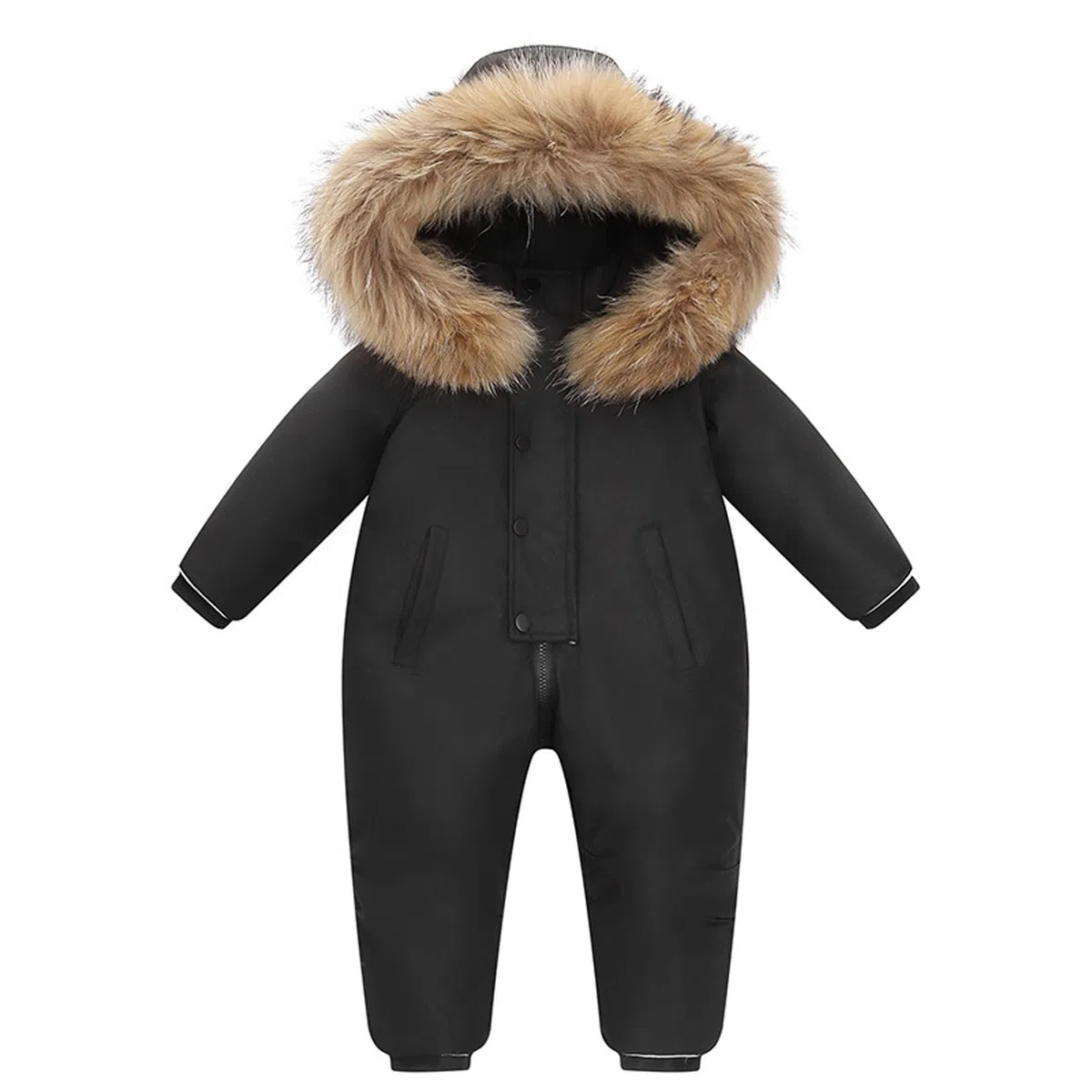 bestgift Traje de una sola pieza para niños hombres y mujeres traje de esquí de plumón traje de una sola pieza 1-6 años engrosado, Negro, 110 cm