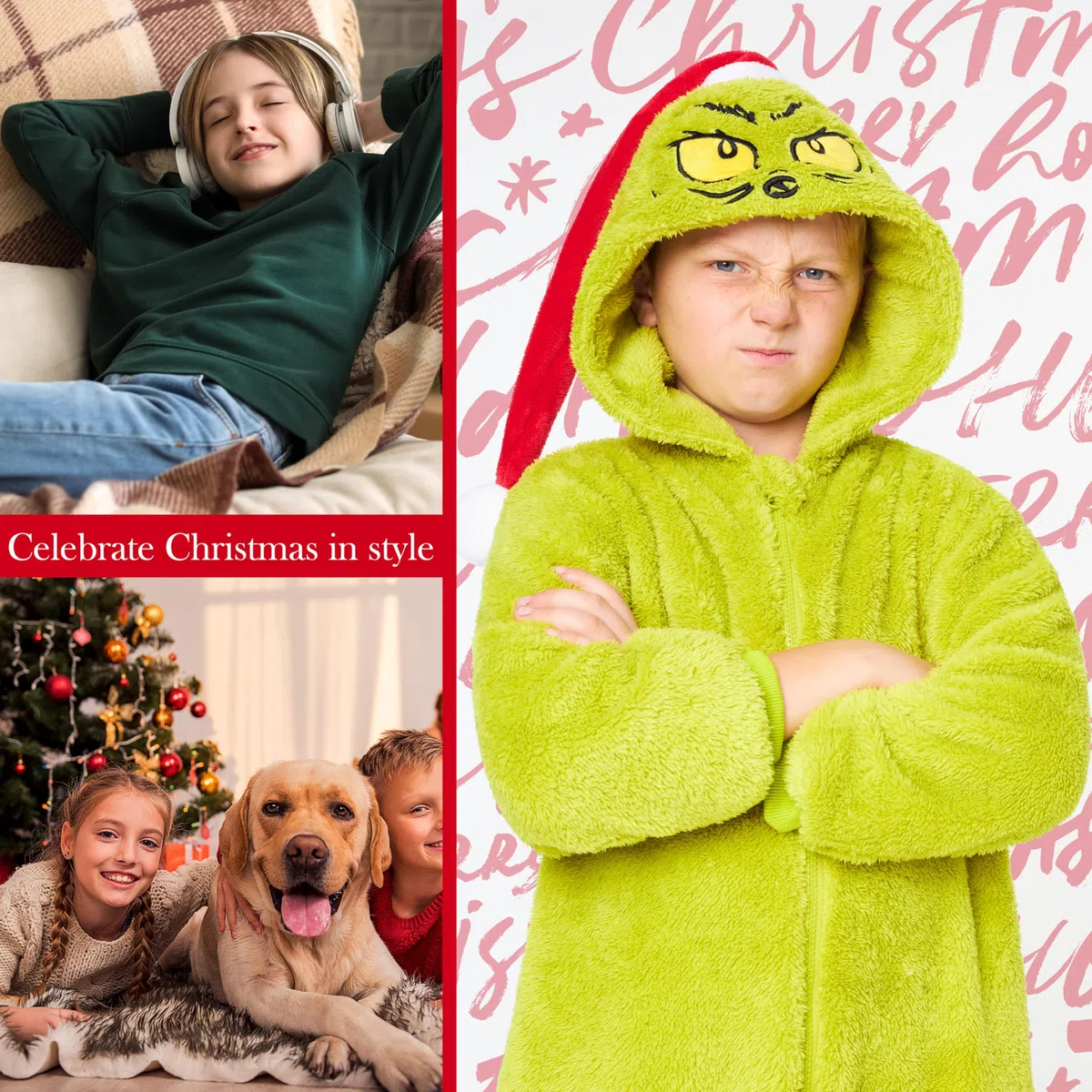 The Grinch Pijama Entero Familias, Pijamas Navidad Familia a Juego de Forro Polar Adulto Infantil Adolescente, Regalo Navidad