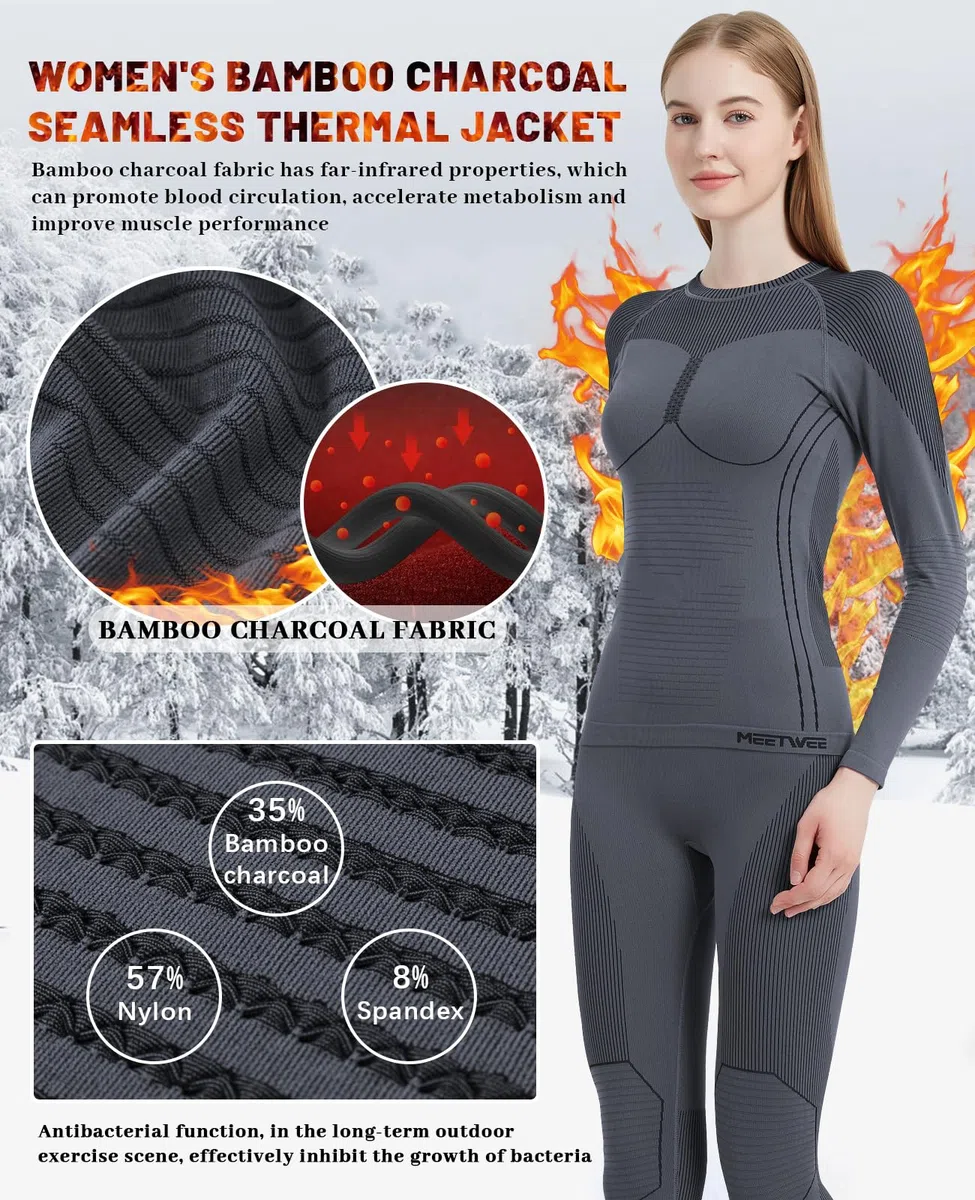 MEETWEE Ropa Interior Funcional para Mujer Pantalones cálidos para Mujeres El Traje de Calentamiento para Mujeres es Adecuado para Deportes al Aire Libre, esquí y Fitness en otoño e Invierno.