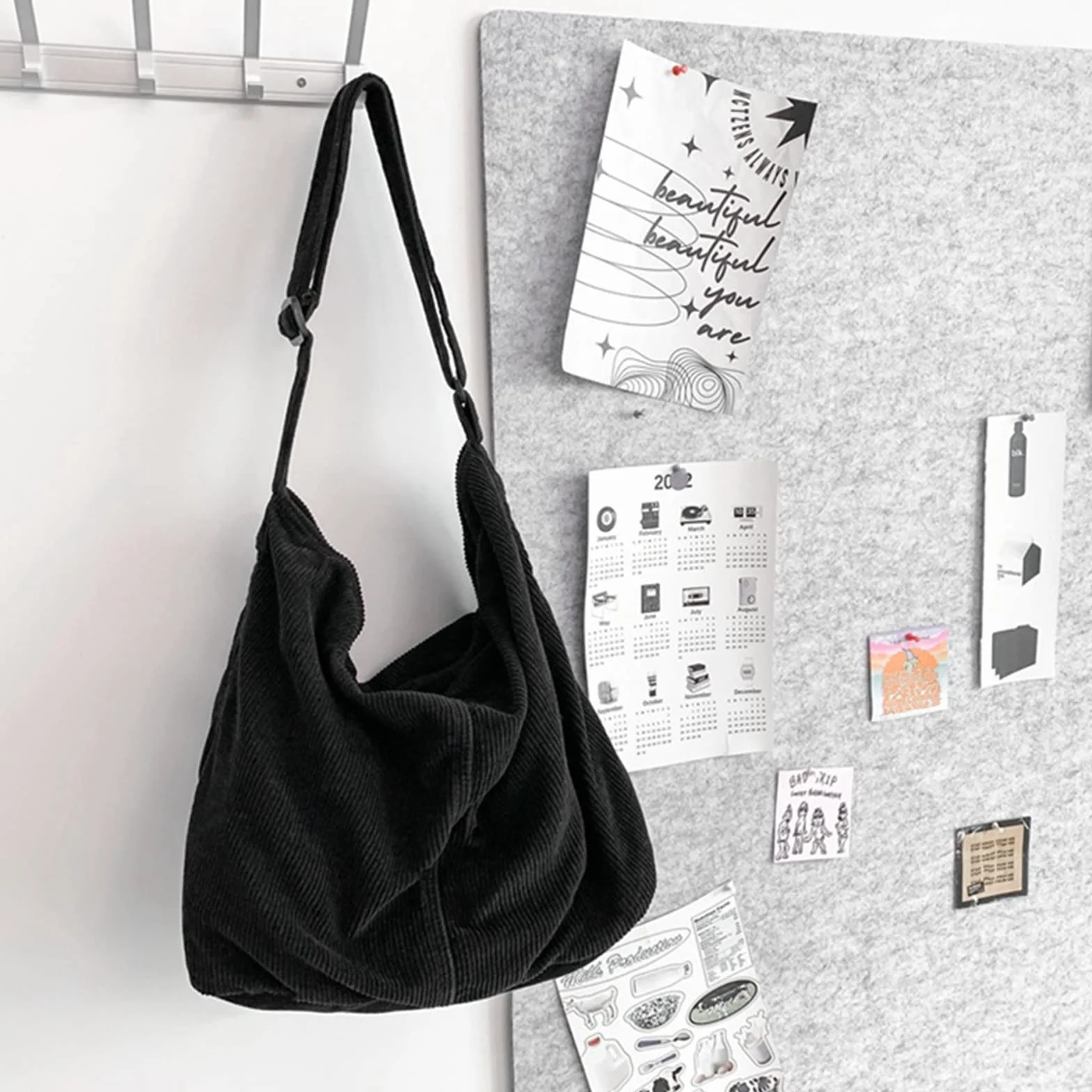 X SIM FITNESSX Bolso bandolera unisex de pana grande, para mujer, para el día a día, oficina, escuela, viajes