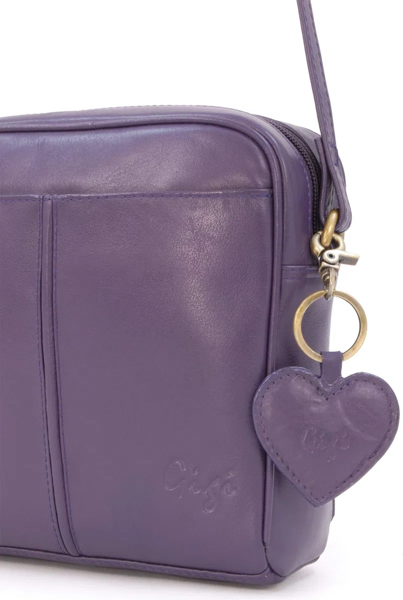 Gigi - Bolso Bandolera Pequeño de Piel Auténtica - Bolsito Cruzado con Correa Ajustabl - Bolso de Mano para Mujer - Othello 22-29