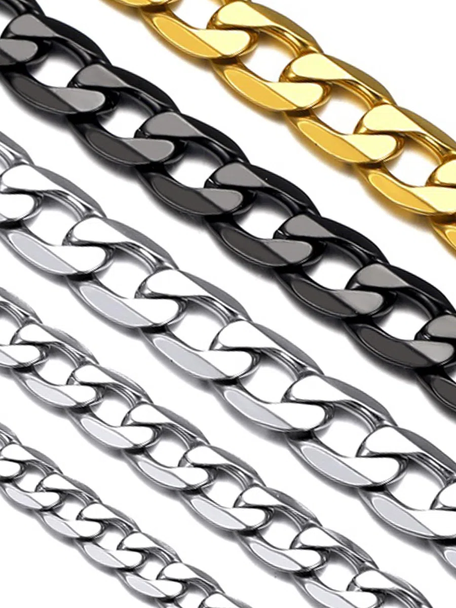 Suplight Collar de Cadena Cubana Hombre 4MM/6MM/9MM | Acero Inoxidable 316L Longitud 46cm-76cm Cadena Cubana Hombre e Mujer Plateado/Dorado/Negro