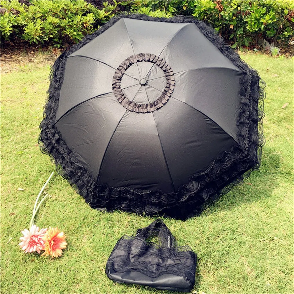 Paraguas Plegables UV Mujeres Sombrillas Encaje Paraguas Parasol Sombrilla Anti UV Impermeable a Prueba de UV en Verano Para Dama