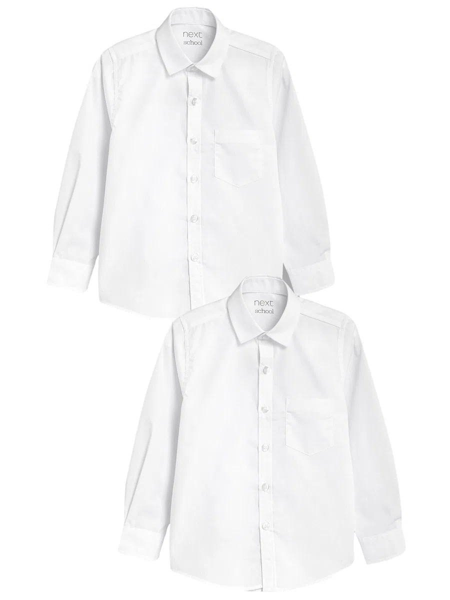 NEXT Niños Pack de 2 Camisas Escolares de Manga Larga de Corte Ajustado