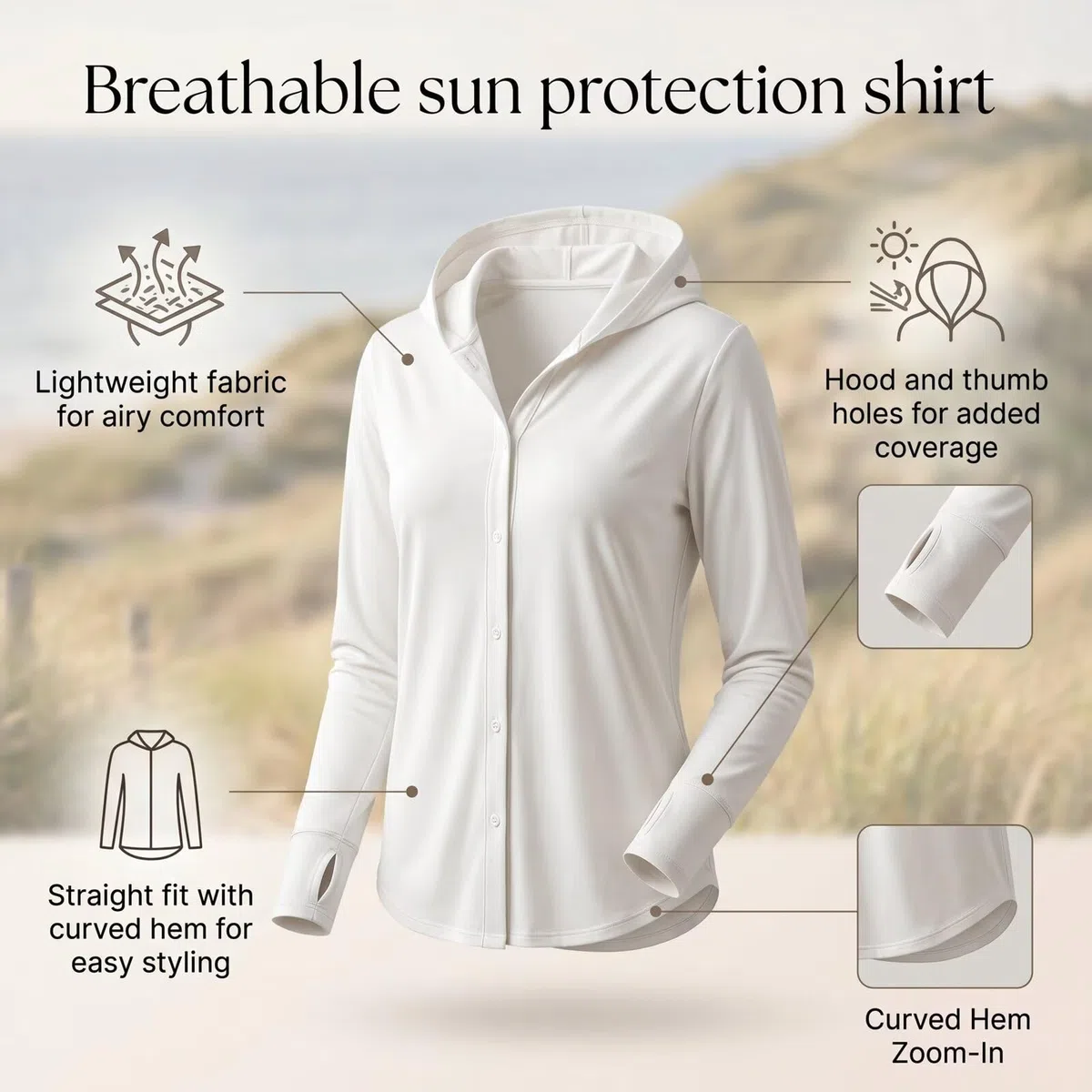 Camiseta Proteccion Solar Mujer Manga Larga Ligeras UPF 50+ Deporte UV Ropa