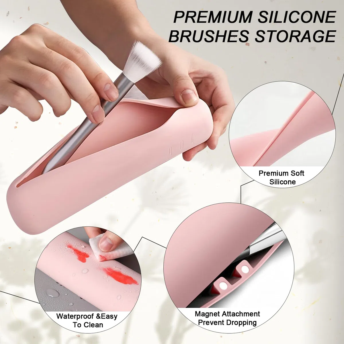 Neceser Maquillaje Grande de PU Cuero - Bolsa de Viaje XXL para Mujer - Organizador de Aseo y Makeup Bag - Accesorios de Viaje (Liso-Marrón)