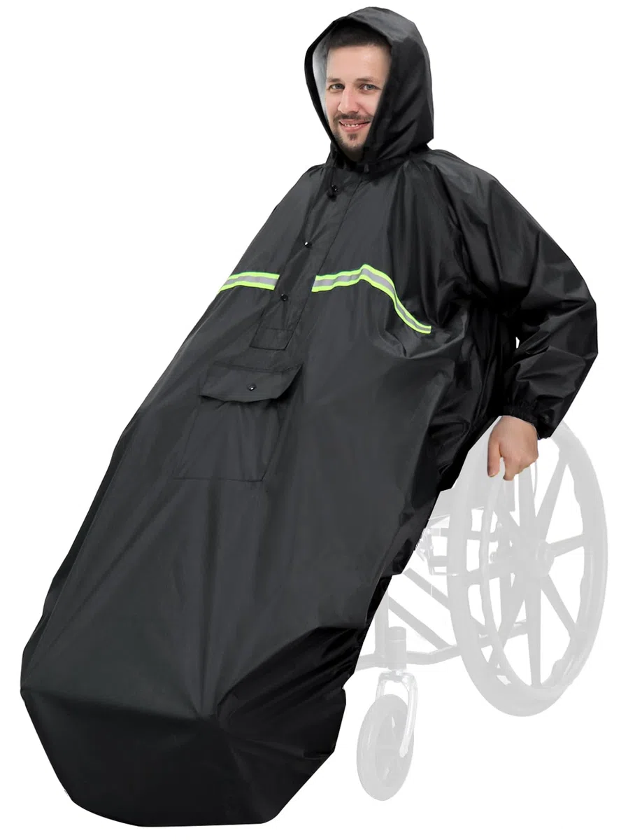 ANYOO Cubierta impermeable para silla de ruedas con mangas, poncho de lluvia ligero con bandas elásticas, protección para sillas de ruedas, talla única