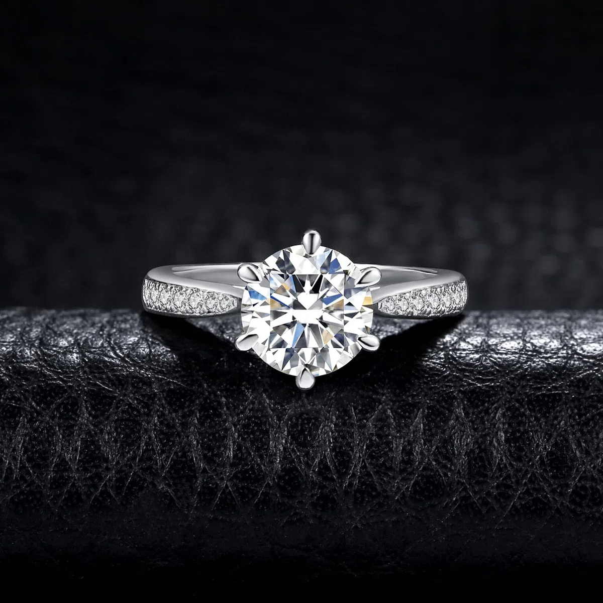 JewelryPalace Solitario Anillo Mujer Plata Oro 14k Oro Rosa, Anillo de Compromiso Media Eternidad Diamante Simulado, Anillo Promesa Niña Clásico con Piedra Corte Redonda, Conjunto Joyas para Novia