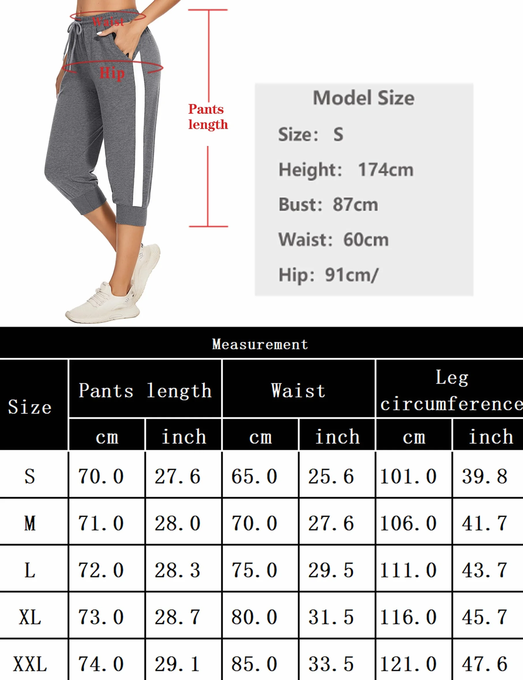Pantalón Chandal 3/4 Mujer Pantalones Capri Algodón Casual Holgado Pantalon Pirata Mujer Pantalones Deportivos Recortados de Jogging