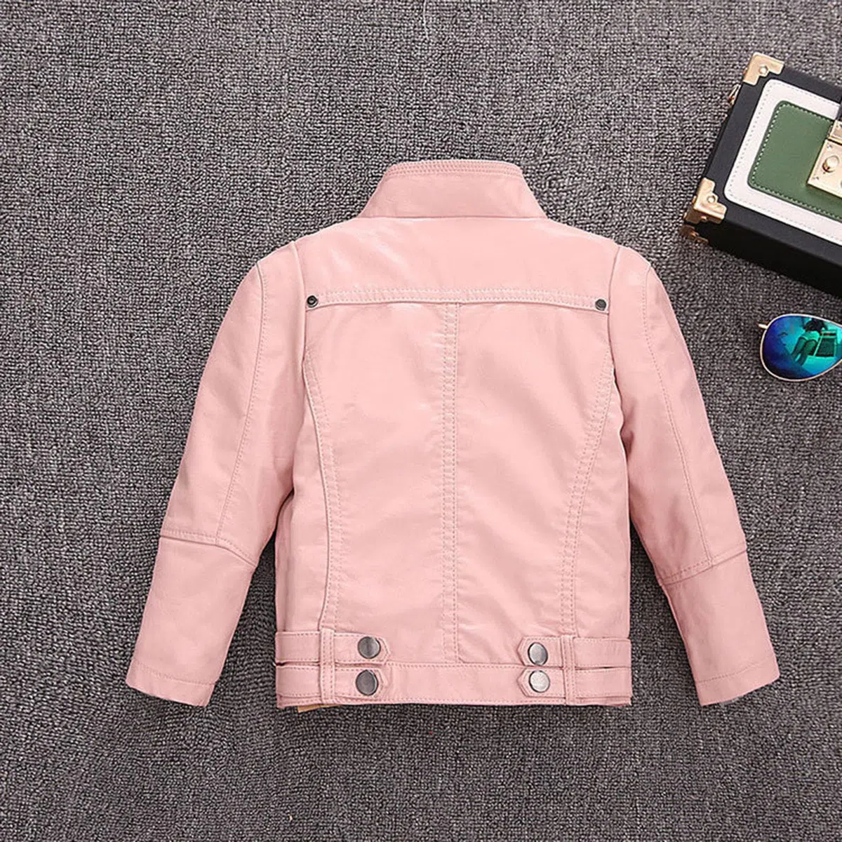 Chaqueta de cuero para niña, abrigo de moto, chaqueta de moda de primavera con cremallera para niñas y niños