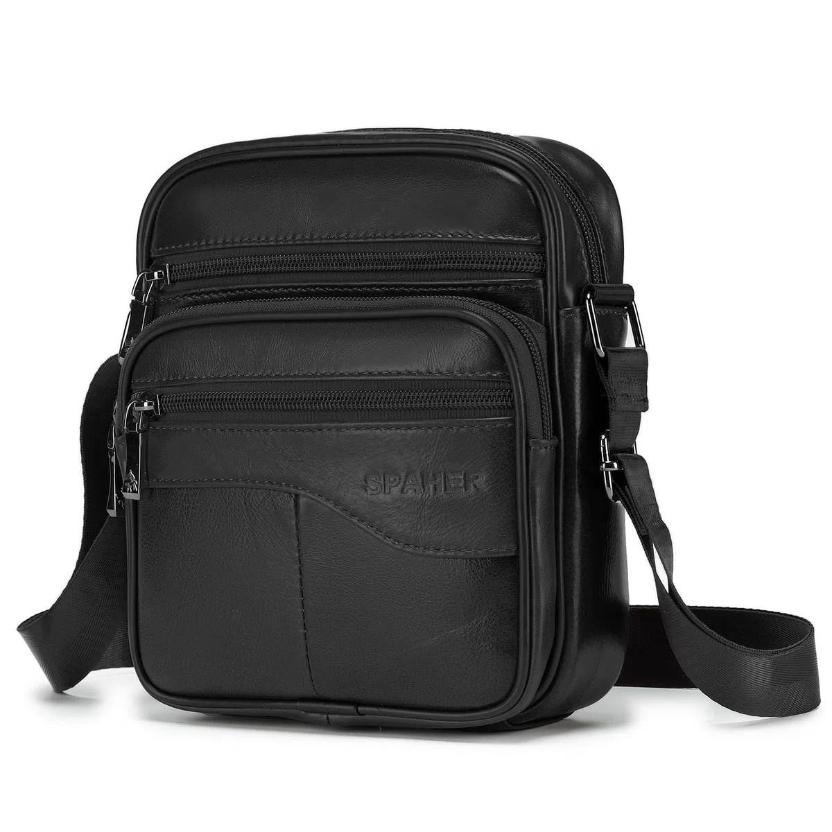 SPAHER - Bolso bandolera para hombre, bandolera, de piel Veritable, pequeño bandolera, para hombre, bolso, negocios, vintage, mochilas usadas, fundas multifuncionales, bolsos de mano de viaje