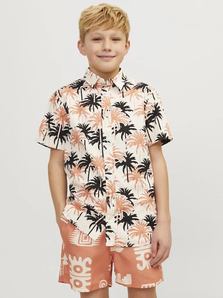 JACK&JONES JUNIOR Jorjoshua Aruba AOP Shirt SS Jnr Camisa de Manga Corta Niños (Pack de 1)